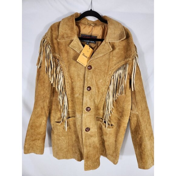Vintage NOS Cocobee USA Mens Western "Yellowstone" Suede Fringe Coat ASOTV Camel - Picture 1 of 6